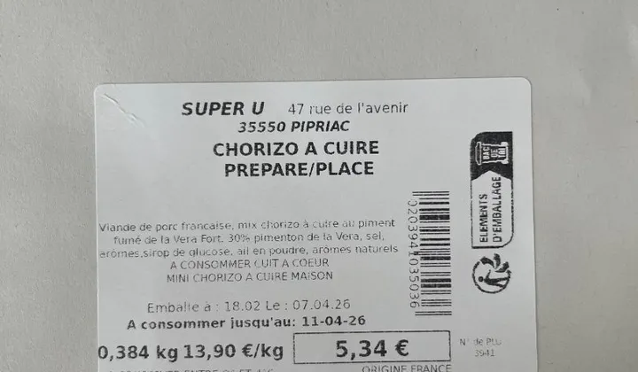 Illustration du rappel 🚨 ALERTE : Chorizo à cuire en boucherie rappelé - contamination aux salmonelles